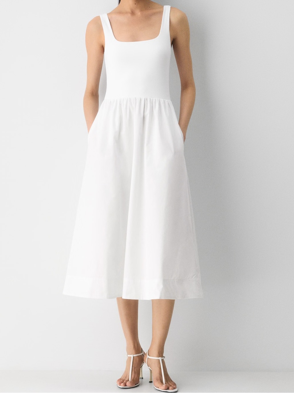 Aritzia Babaton white Revive Poplin Dress
